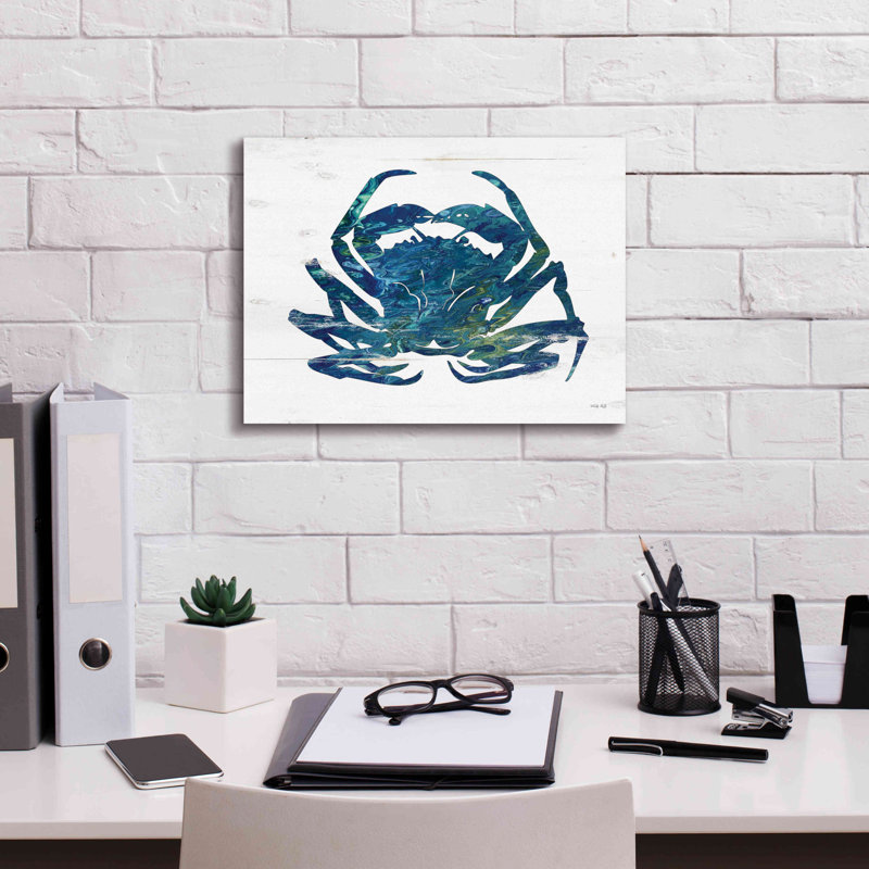 Crabe côtier bleu Marybeth par Cindy Jacobs, H 12 po x l 16 po x P 0,75 po