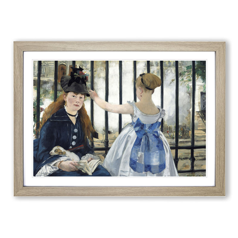 The Railway by Edouard Manet - Picture Frame Painting, 27cm H x 36cm W x 2cm D, Oak Framed