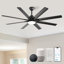 Ventilateur de plafond intelligent à 8 pales de 52 po avec lumière DEL et à intensité variable, télécommande / application / commande vocale / moteur réversible Bartling-711442786