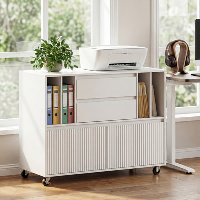 Mobile File Cabinet with Hanging Bars for Letter/Legal/A4 Files, Power Outlets