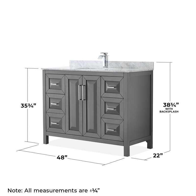 Daria 48'' W Single Vanity, Dark Gray, Polished Chrome