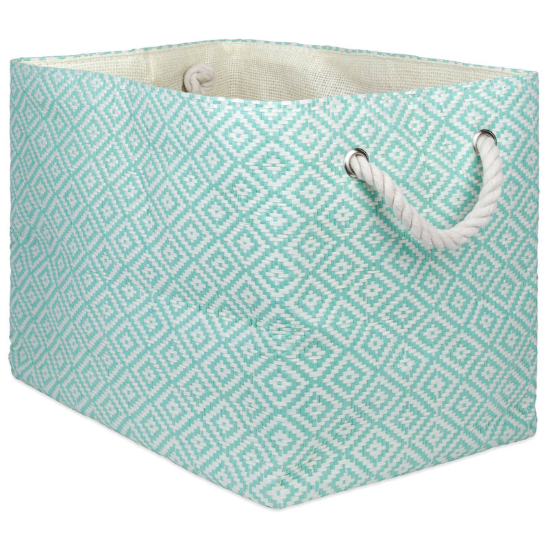 Panier en tissu Angeleta Geo Diamond, H 12 po x l 12 po x P 17 po, Aigue-marine