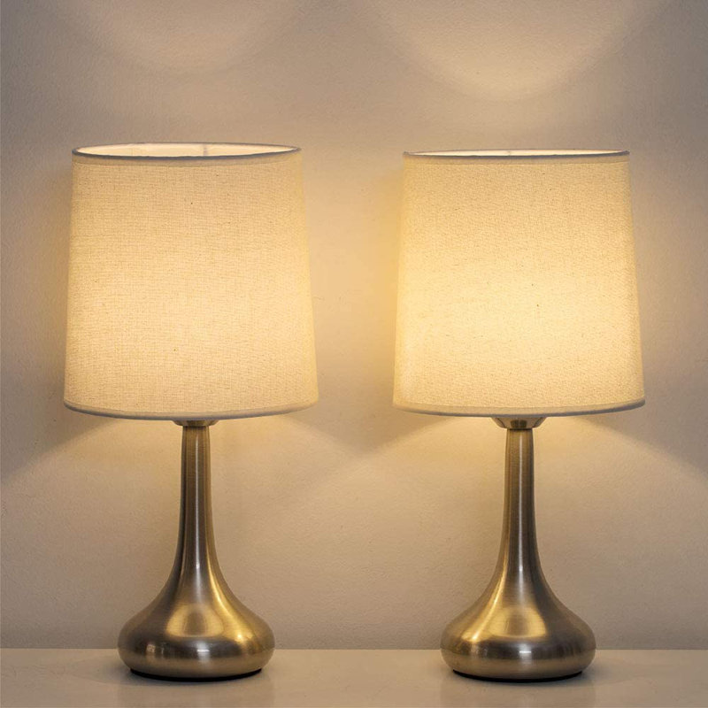 Ensemble de lampe de table argentée 15 po Argonne, Crème