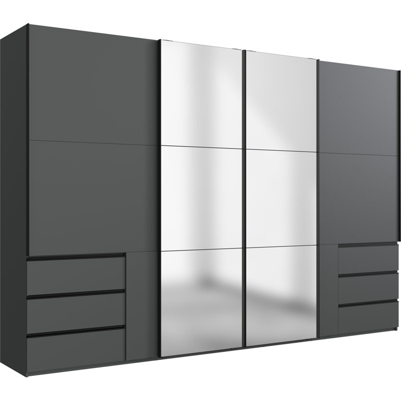 Guardino 4 Door Wardrobe, 236cm H x 350cm W x 65cm D, Graphite