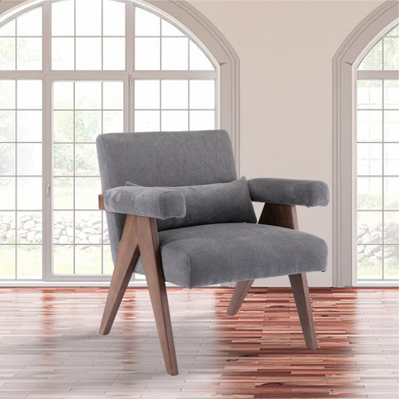 Fauteuil Hazleton, Brun, Mélange de polyester gris