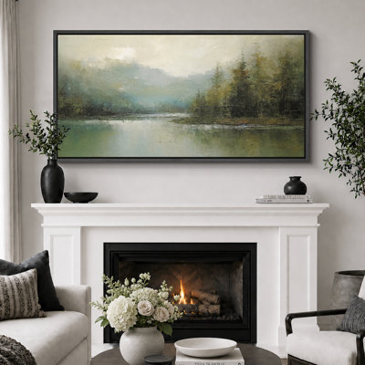 Lake River Landscape " Tranquil River Andest Antique Retro Fine Art Colorful Bedroom Extra Large Wall Decor "