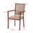 Fuselier Nolia Industrial Metal Armchair with Welded Iron Frame, Cherry Water Print Finish, Brown Vinyl Upholstered Seat and Back, Foam Padding, Wood Panel Base, and Stackable Design for Dining or Accent Use