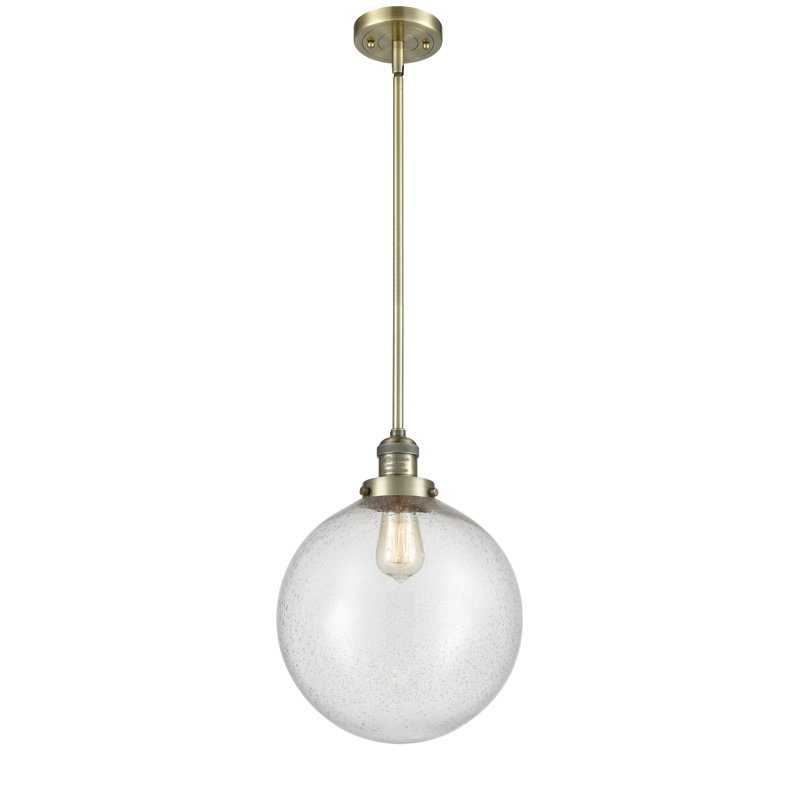 Luminaire suspendu sphère simple à 1 lumière Clermont, DEL, Grainé, Laiton antique