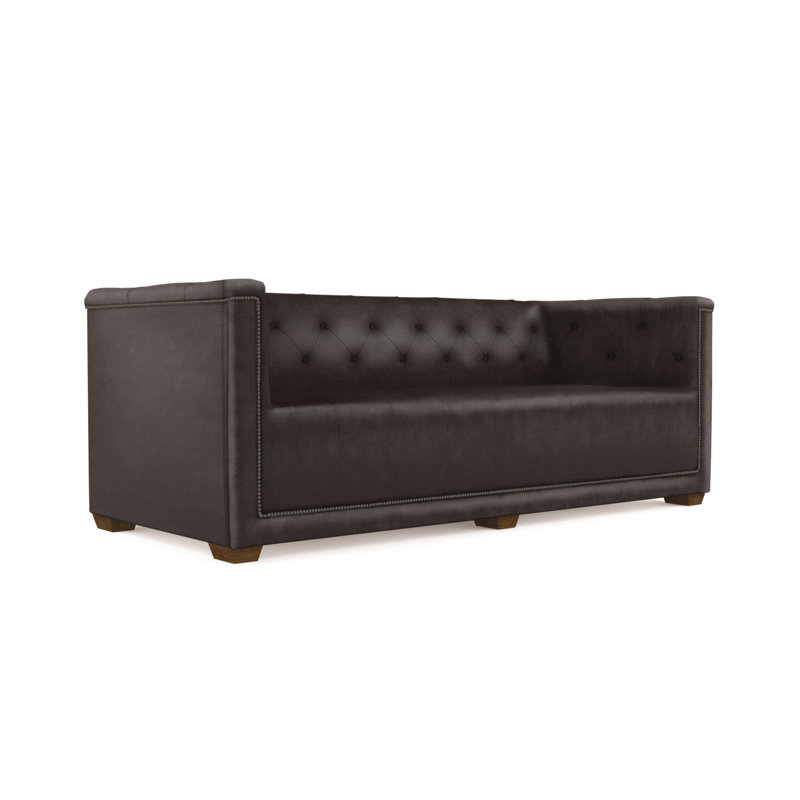 72'' Velvet Sofa, Chocolate Genuine Leather, 84"