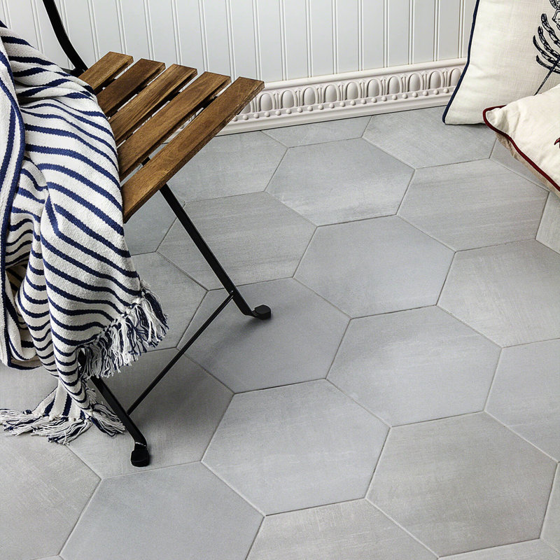 Carreau de porcelaine pour plancher et mur à aspect hexagonal en béton 10 po Bond Tile Turner (10,76 pieds carrés)