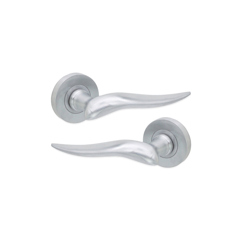 Flavia Lever Door Handle, Satin Chrome