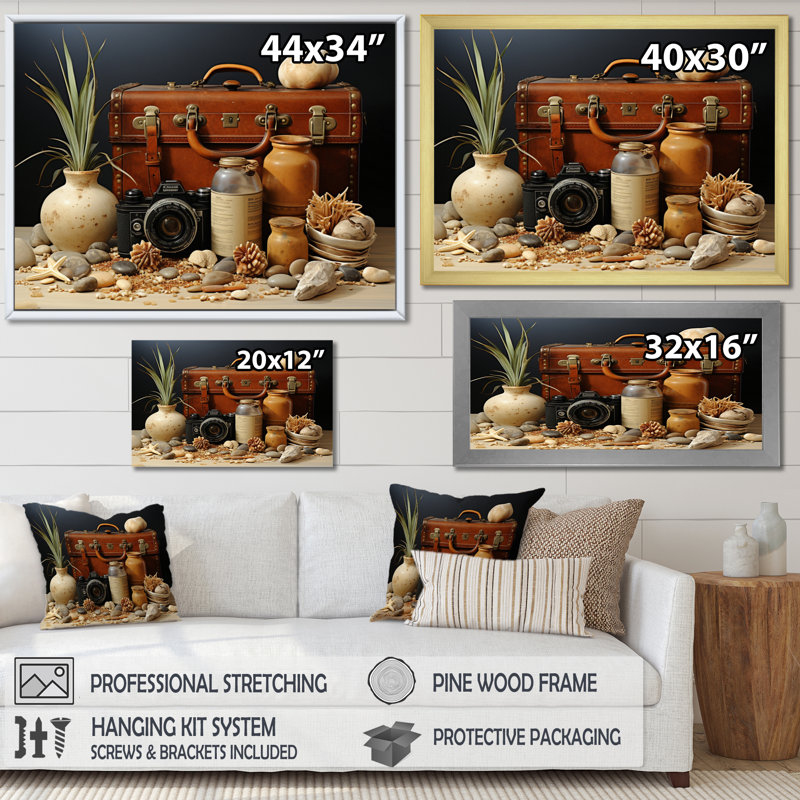 Beach Travels Collage I - impression, Cadre photo argenté, H 16 po x l 32 po x P 1 po