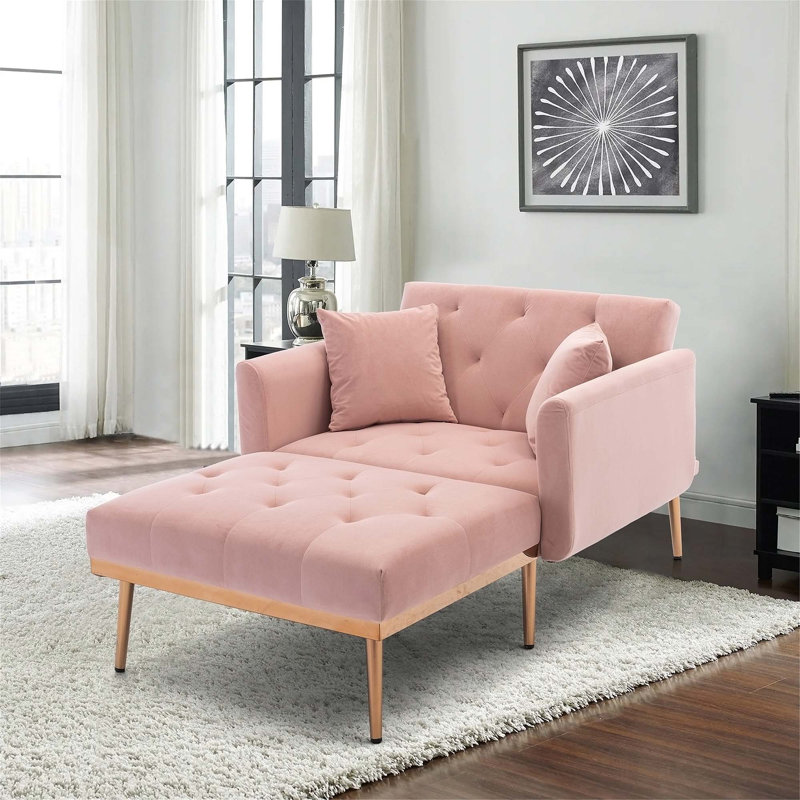 Chaise longue tendance et classique pour différentes pièces, Velours rose