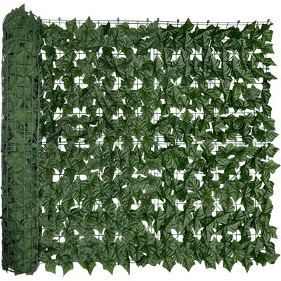Rouleau de clôture 48 po x 128 po (43 pieds carrés) pour clôture de lierre artificielle | Feuilles vertes résistantes aux rayons UV, décorations de jardin intérieur et extérieur, clôture de vigne artificielle en toile de fond recouvrant l'intimit?