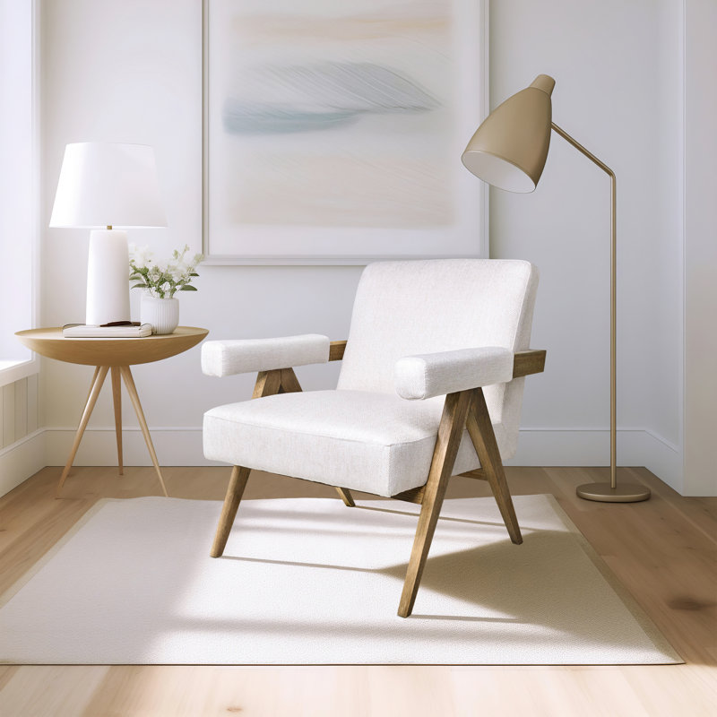 Modern Neutral Upholstered Armchair - 30" x 33" x 36", White