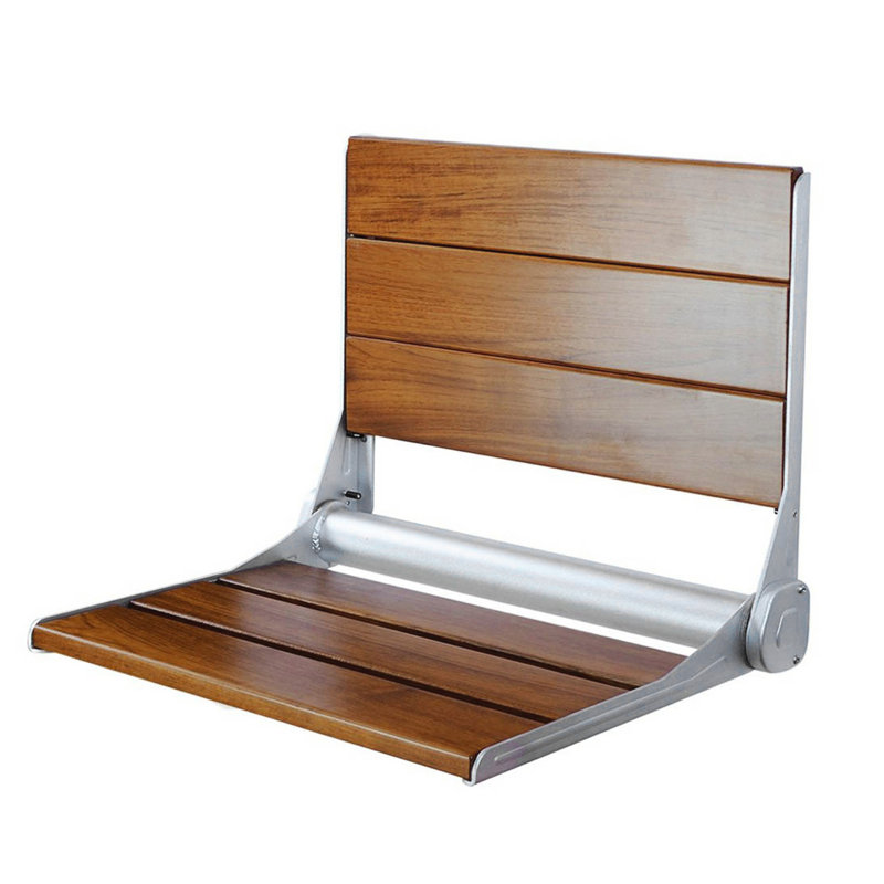 Skakli 18'' Teak Wood Folding Wall Mounted Shower Bench
