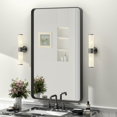Molly Tempered Glass and Metal Framed French Cleat Mounted Wall Bathroom / Vanity Mirror