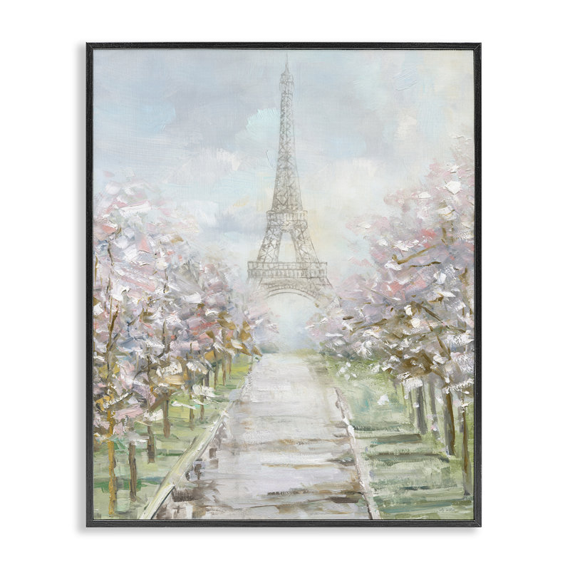 Art de la giclée encadrée par Eiffel Tower & Tree Grove par Sally Swatland, Giclée encadrée noir minuit, H 20 po x l 16 po
