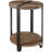 Nedra 20" Dia Rustic Industrial Solid Wood and Metal Round End Table With 1 Shelf