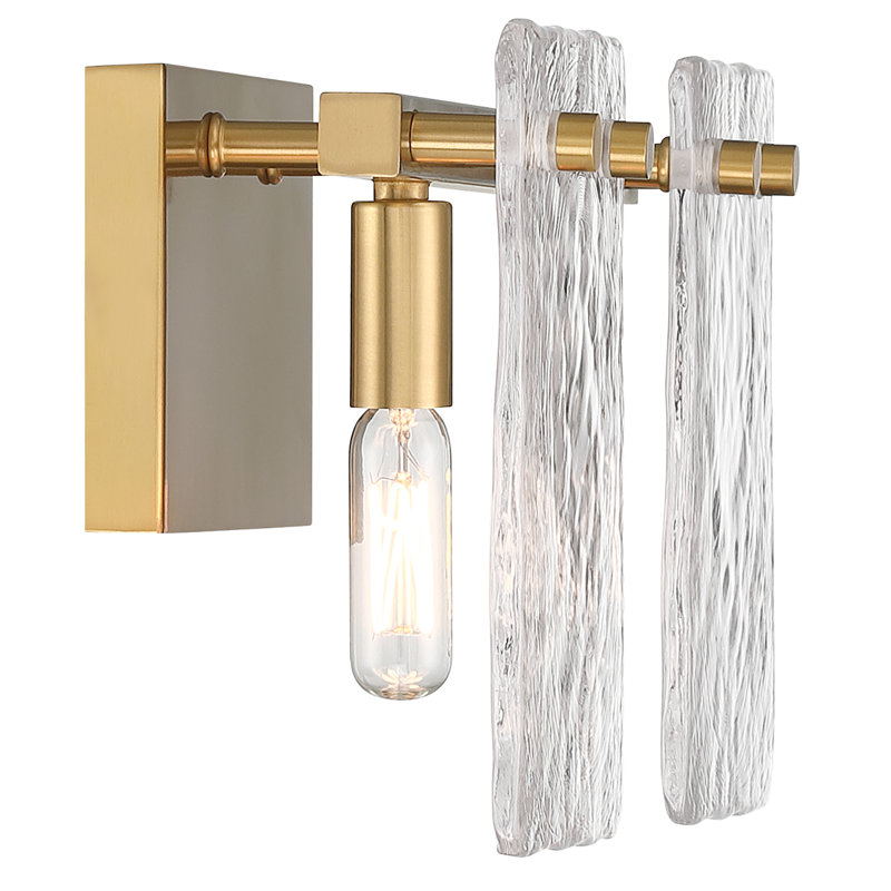 Warm Brass 2-Light Vanity with Handmade Water Glass