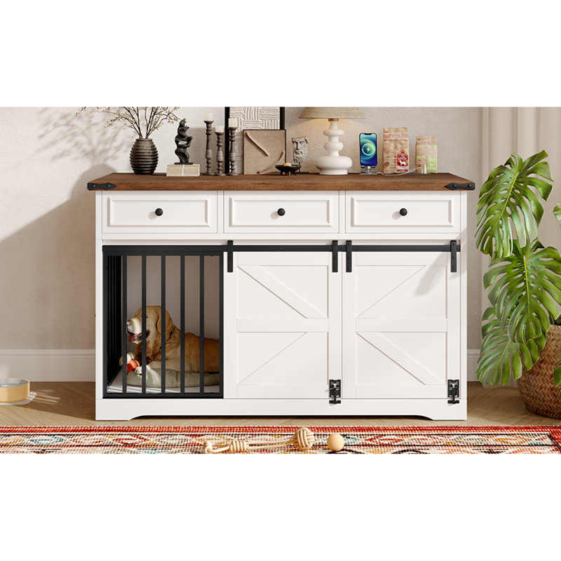 Mobilier de cage pour chien avec porte de grange pour chiens de taille moyenne