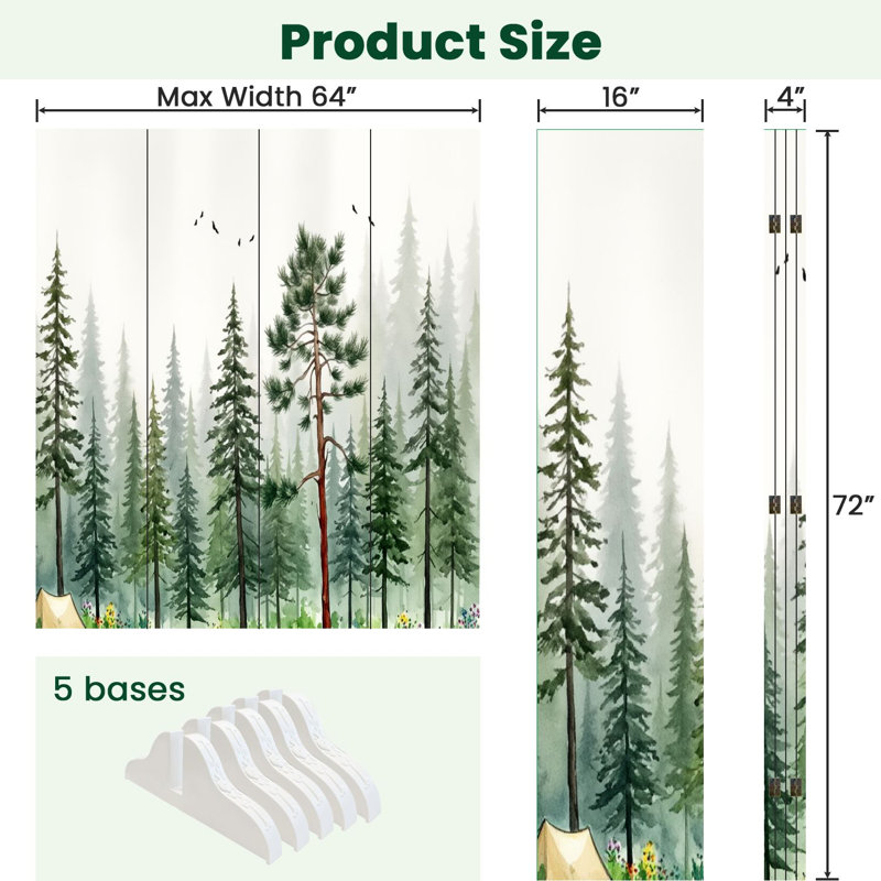 4 panneaux de paravent pliant Royal Misty Pine Forest Landscape, 4, H 71 po x l 64 po x P 1 po