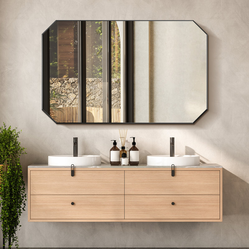 Miroir mural de salle de bain Kellett, Noir mat, 29,5 po x 48 po
