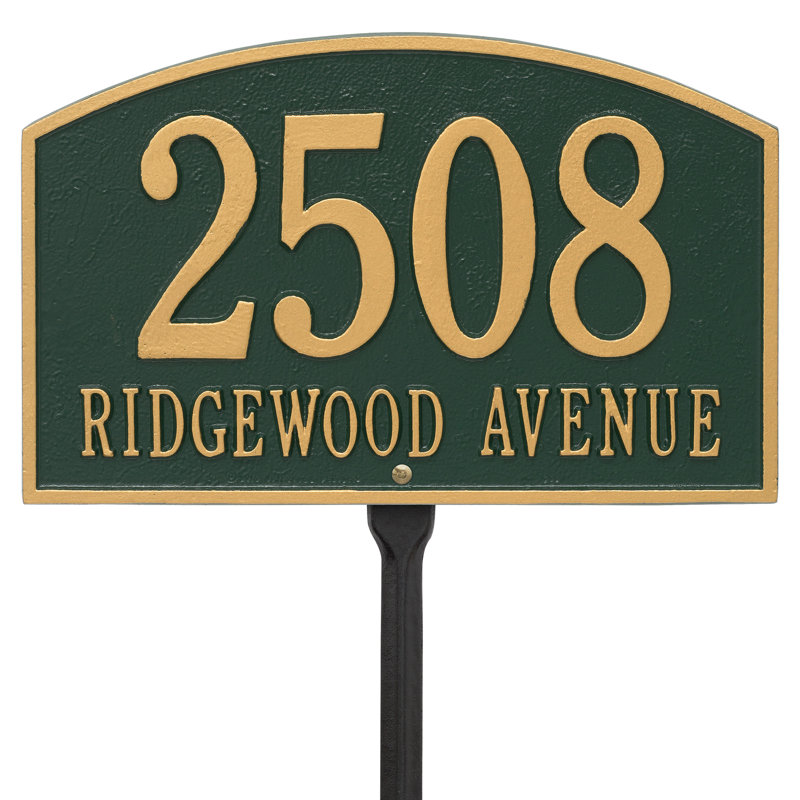 Legacy 2-Line Lawn Address Sign, Green / Gold, Yes