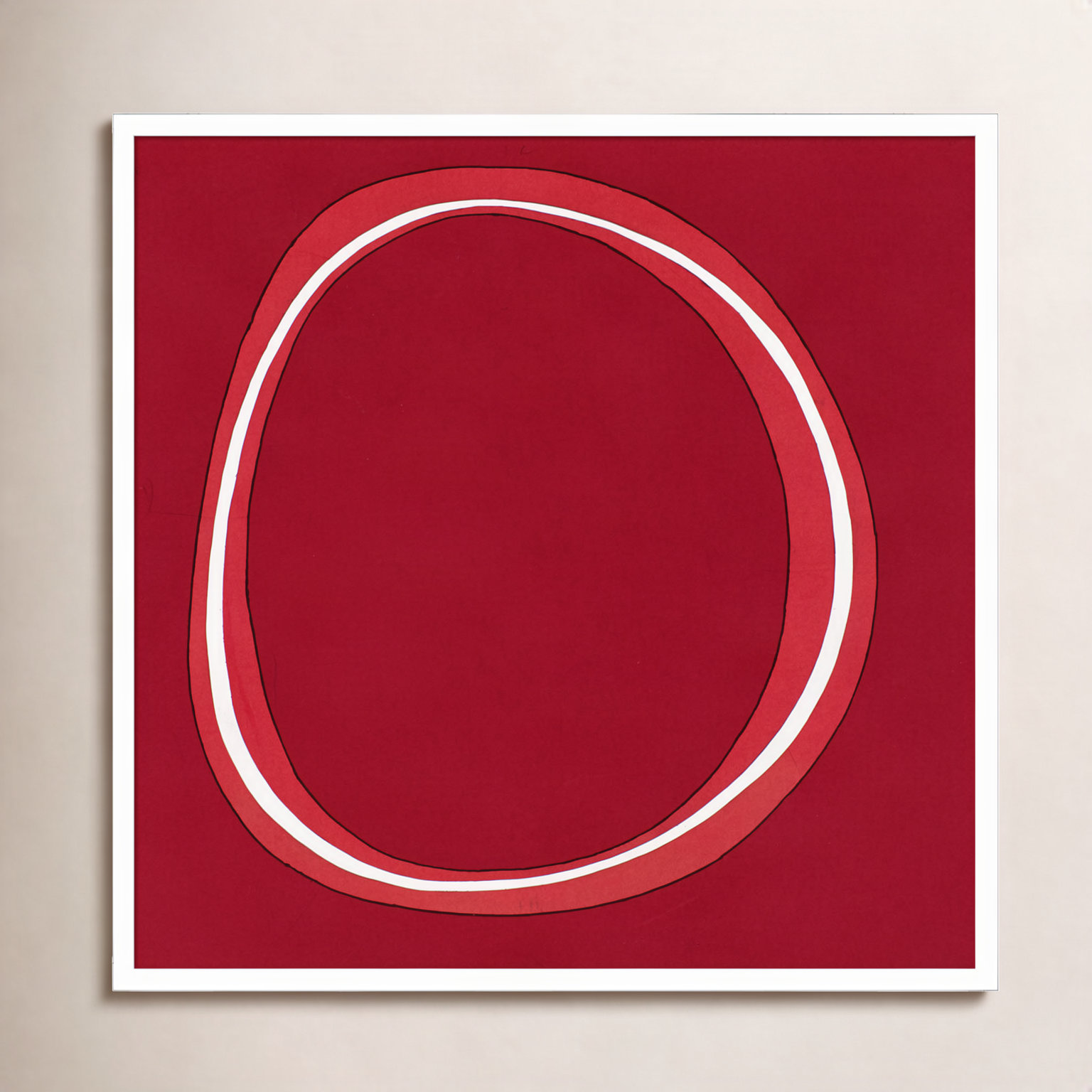 Red Circle Print by Alex Dunn, White, 33" H x 33" W