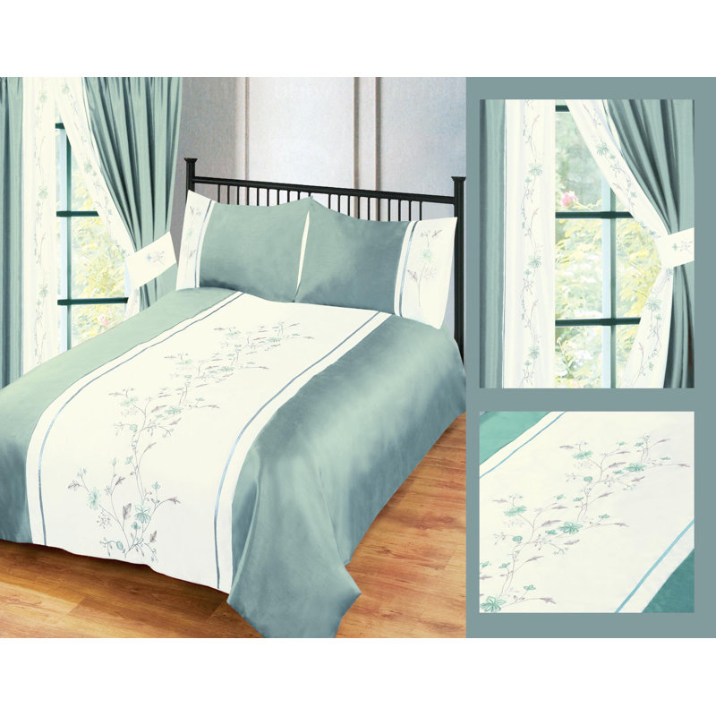 Anahla Floral Bedding with Pillowcases Included, Super King Duvet Color + 2 Pillowcases, Green