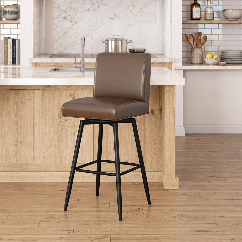 Tabouret pivotant en métal Wyndham, Noir, Selle