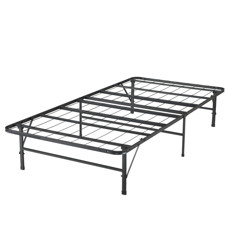 Muscoy 14" Foldable Steel Bed Frame, No Box Spring Needed, Underbed Storage , Easy Assembly, Black, Twin XL