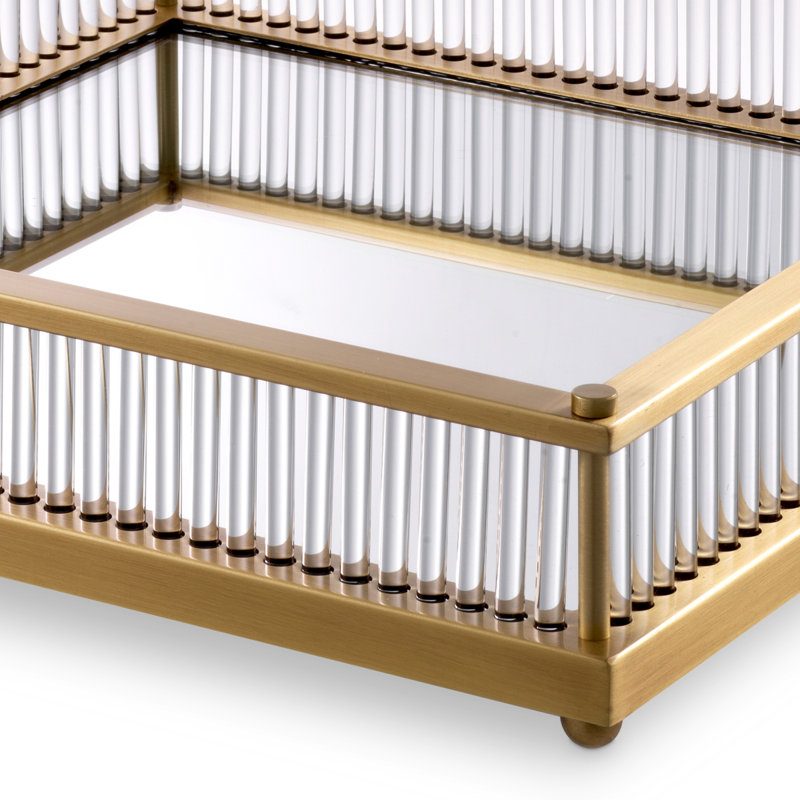 Cora Decorative Tray, Gold/Clear, 3.54" H x 11.22" W x 15.55" L