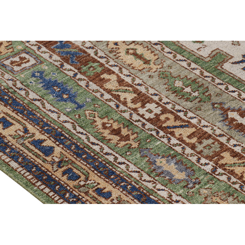 Burano Hand Knotted Wool Geometric Area Rug, Square 4'
