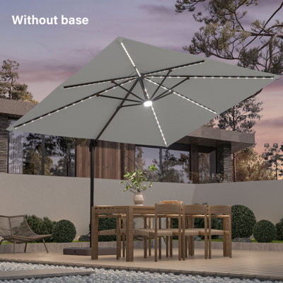 Clair 11.5' x 9' Rectangular Cantilever Umbrella with Solar LED Lights