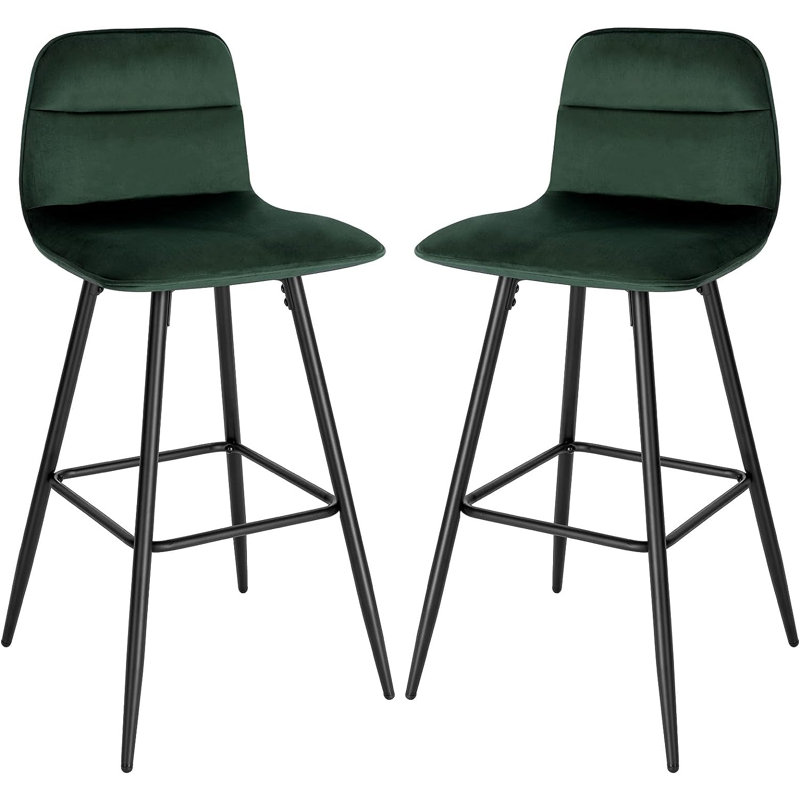 Enrique Upholstered Counter Stool with Metal Frame, Dark Green