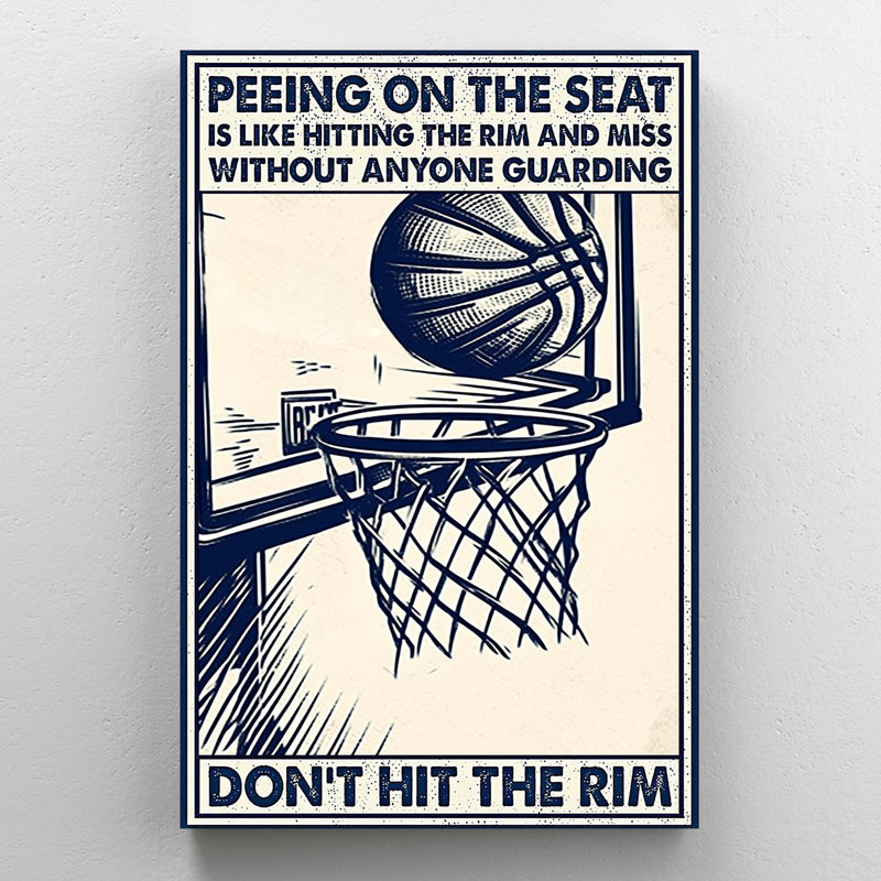 Impression sur toile "Basketball Dont frapper le rebord" - 1 pièce, H 14 po x l 11 po x P 1,25 po