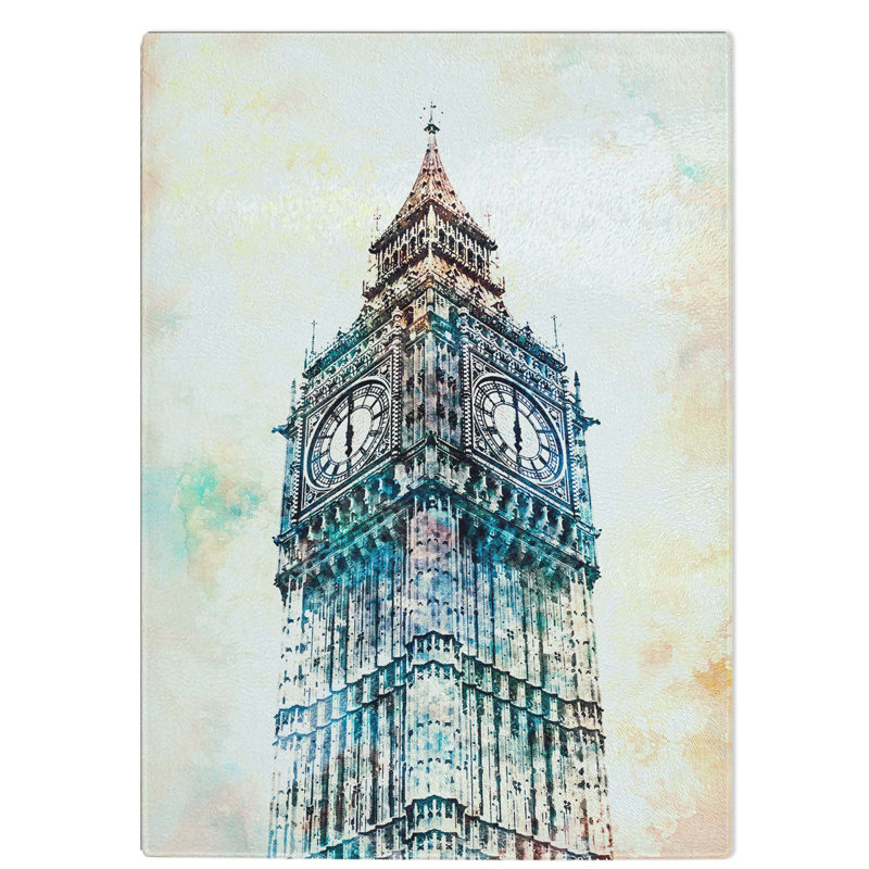 Tempered Glass Big Ben London Chopping Board, 20 cm W x 28.5 cm L