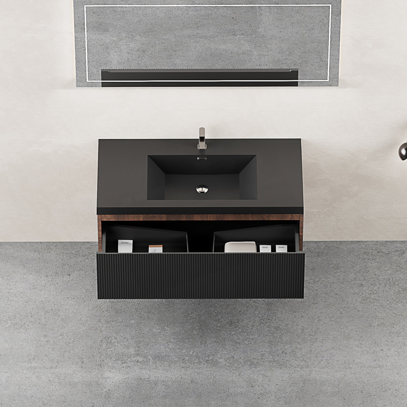 Meuble-lavabo flottant avec lavabo mural, 41"