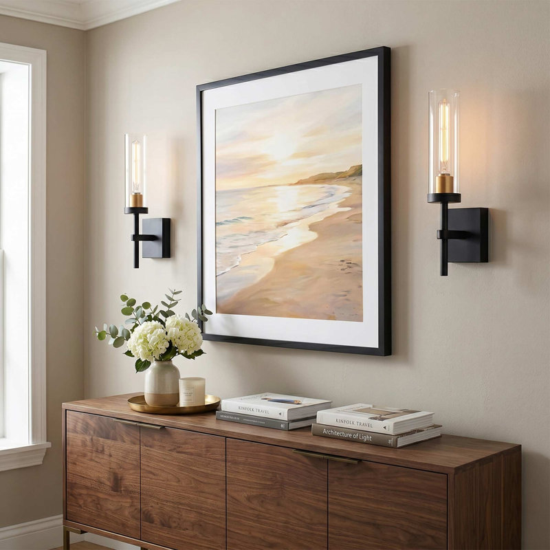 Wireless Wall Sconces with Remote Control, Battery Operated Wall Sconce Set of 2, Black & Gold Rechargeable Dimmable Wall Light for Bedroom Living Room Bathroom