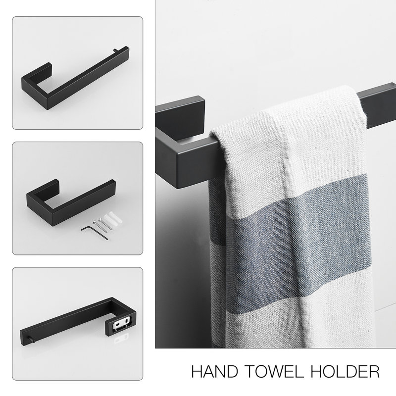 23.62'' 4 Wall Towel Bar, Matte Black