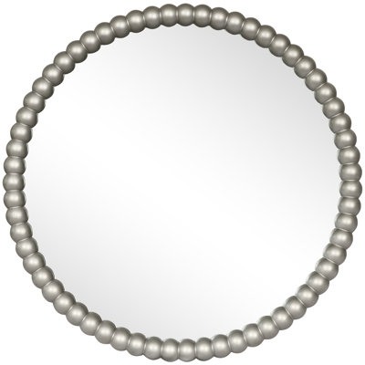 Ayde Round Solid Wood Bead Accent Mirror Home Decoration