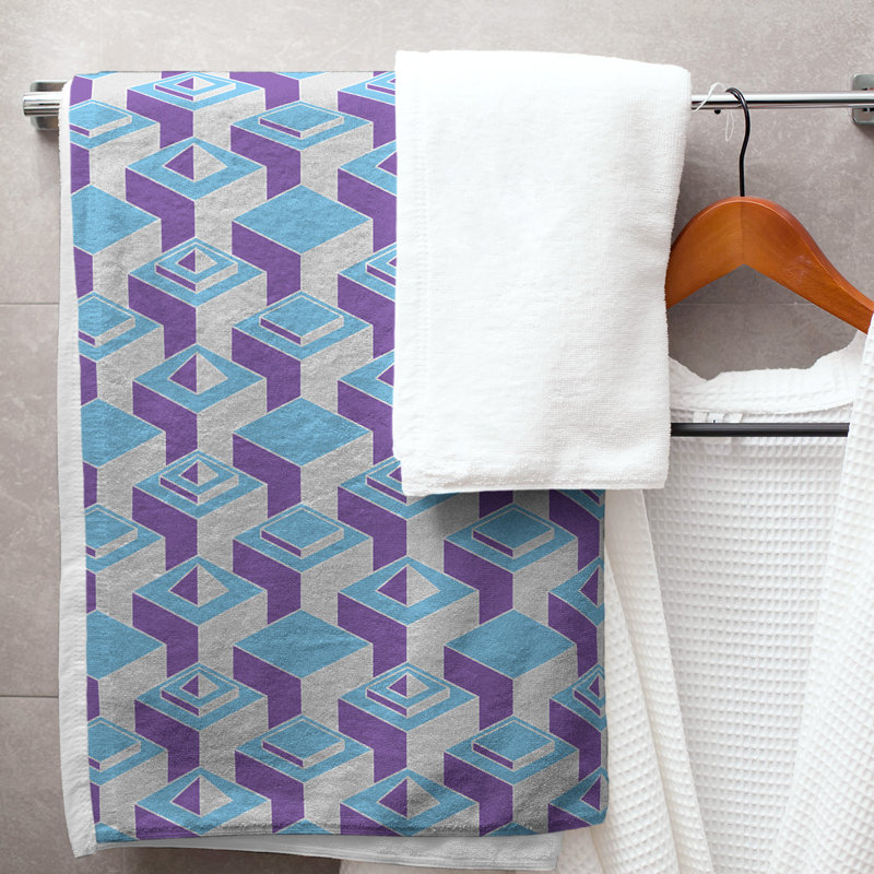 Jordao Bath Towel, Light Teal/Dark Purple