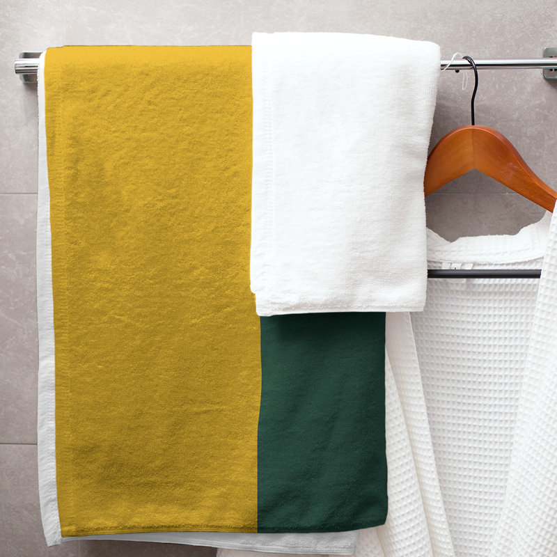 Lightweight Bath Towel, Harvest Gold/Forest Green/Harvest Gold, Poly/Cotton