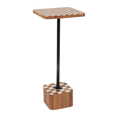Wood Checkered Accent Table