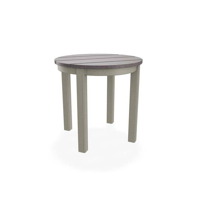 Table de bout d'extérieur 21 po ronde en polymère rustique de luxe, Gris / Tempête