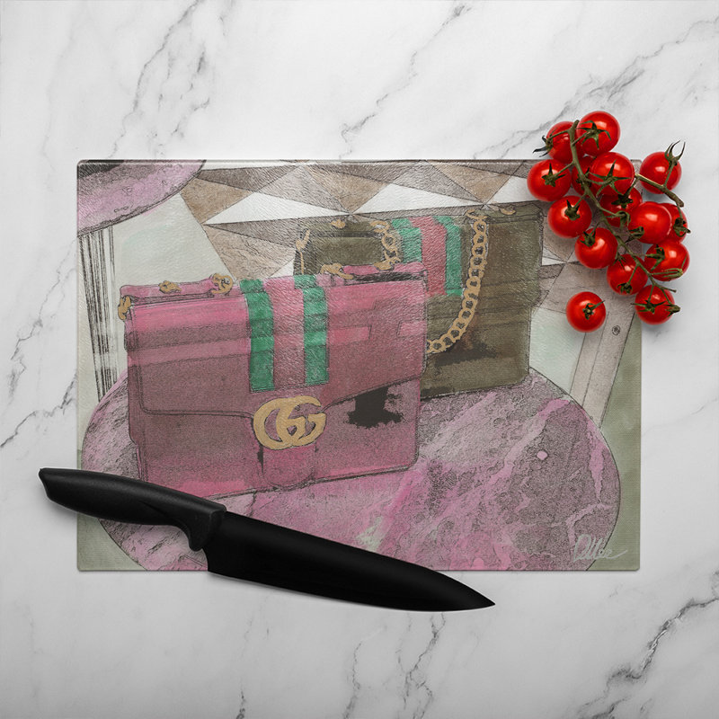 Bag Selection Glass Chopping Board, 28cm L x 20cm W