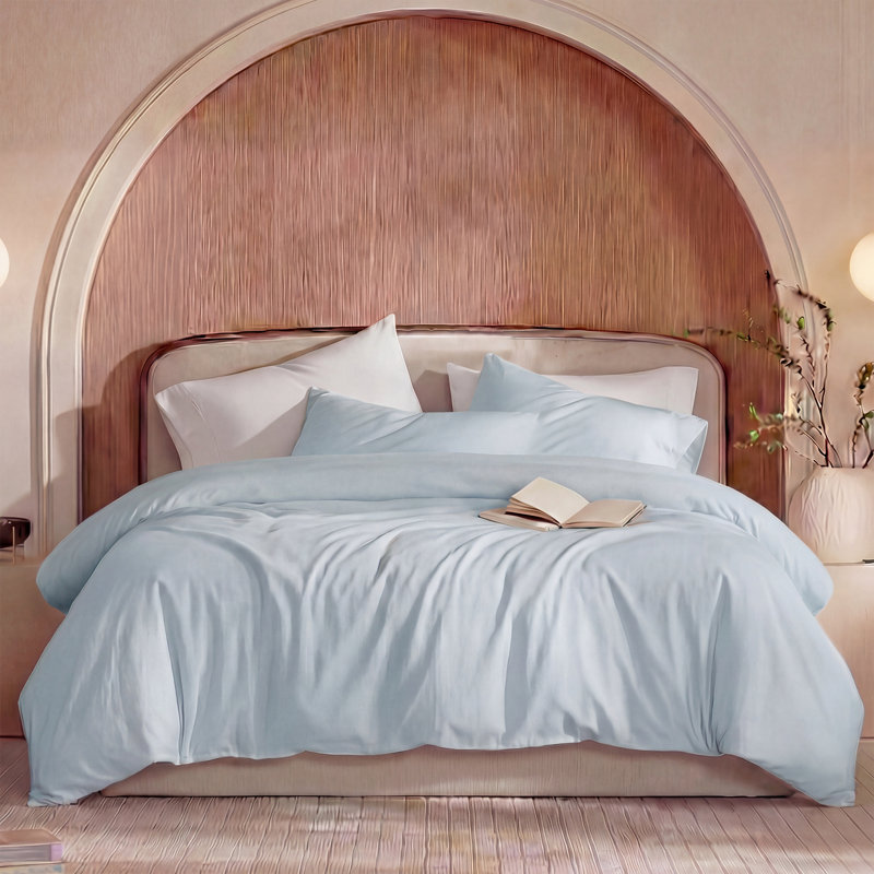 100% Washed Cotton Comforter Set Twin Size – Beige Grey, Linen-Like Texture, Soft & Breathable Bedding Set, 3-Piece Durable Percale Comforter