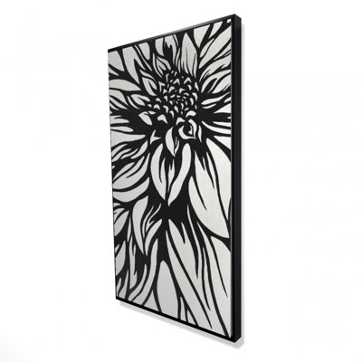 «Dahlia Flower Outline Style», toile encadrée monochrome