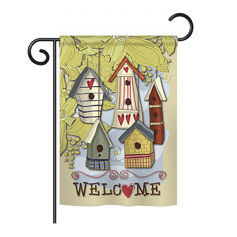 Drapeau maison / jardin en polyester Birdhouse Village, H 18,5 po x l 13 po